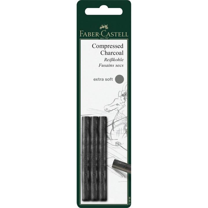 Pitt Compressed Charcoal Sticks, Extra Soft - set of 3