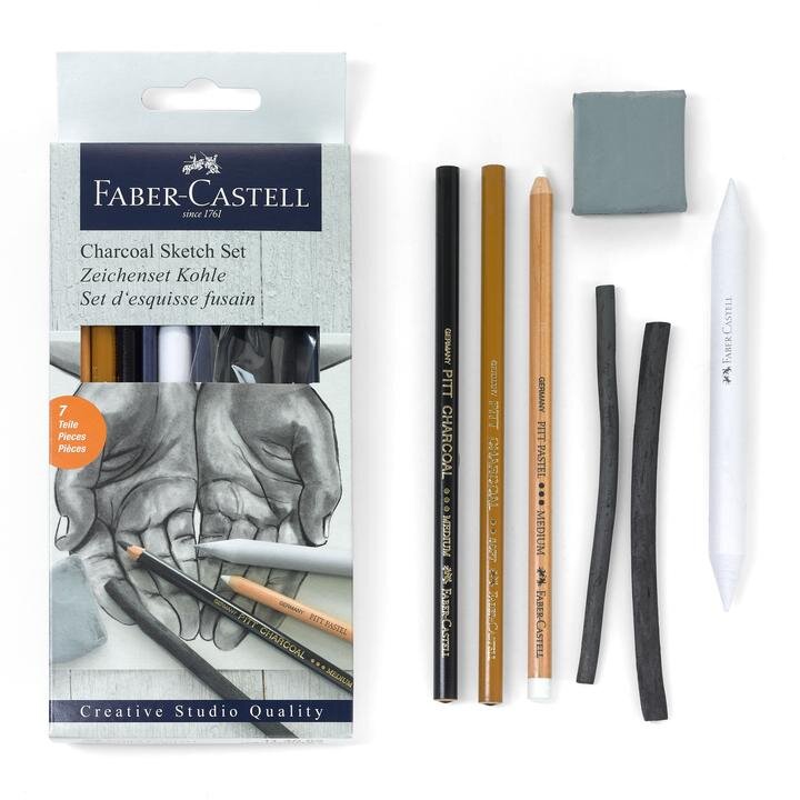 creative studio charcoal sketch set pieces