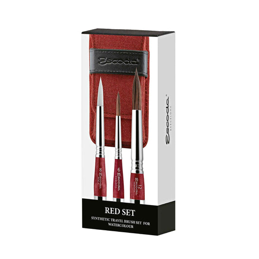 Escoda Red Travel Brush Set